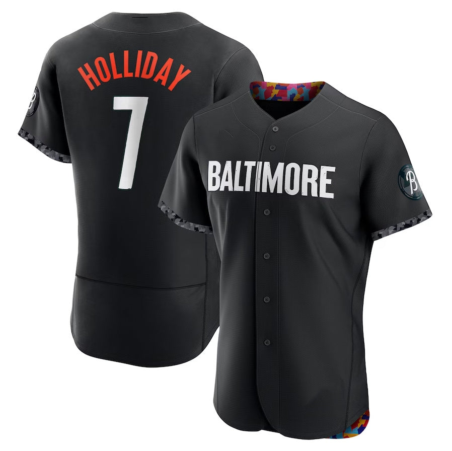 Custom #7 Black City Connect BAL Baseball Shirt Top