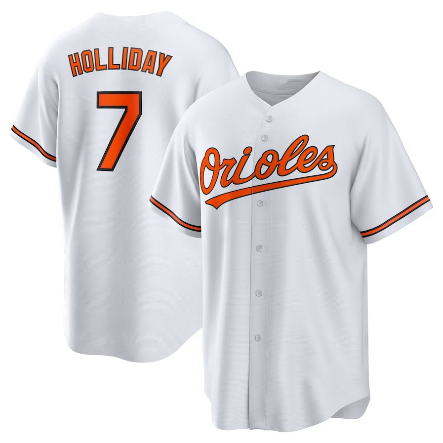 Custom #7 White BAL Baseball Shirt Top