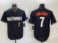 Custom #7 Black 2023 City Connect BAL Baseball Shirt Top