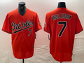 Custom #7 Orange BAL Baseball Shirt Top