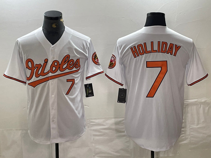 Custom #7 White BAL Baseball Shirt Top