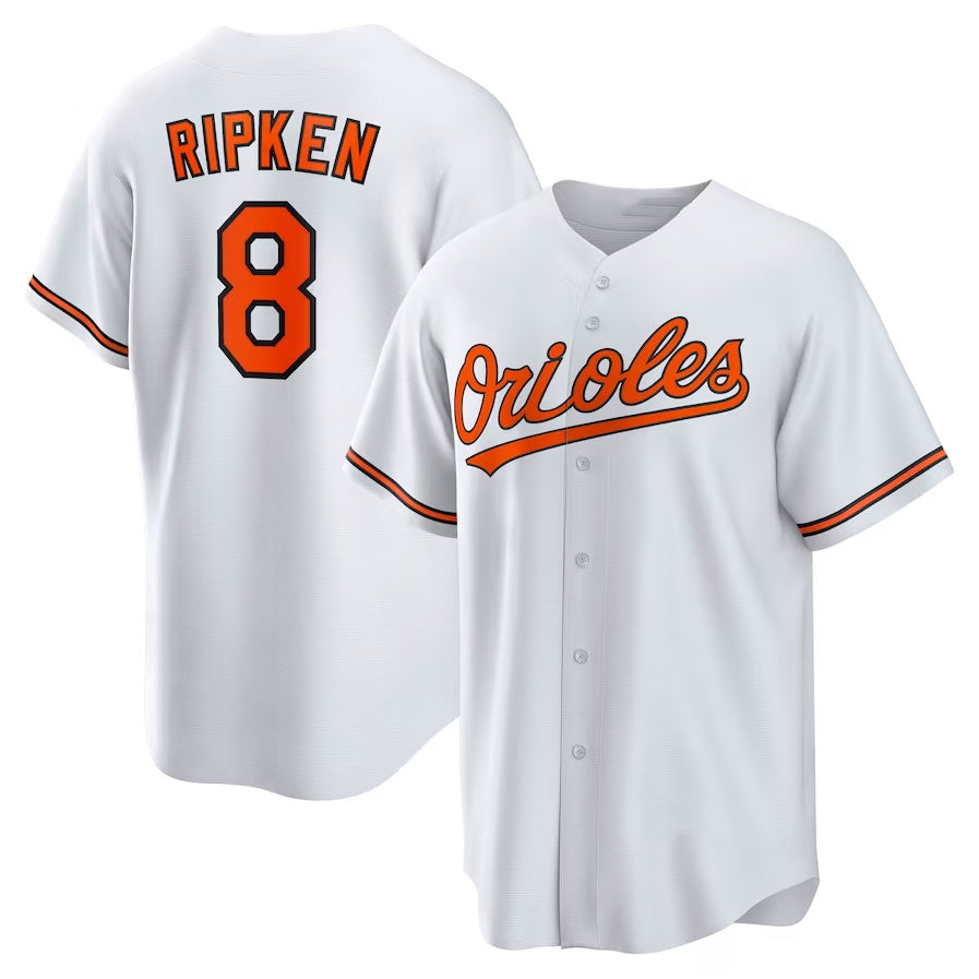 Custom #8 White Throwback BAL Baseball Shirt Top