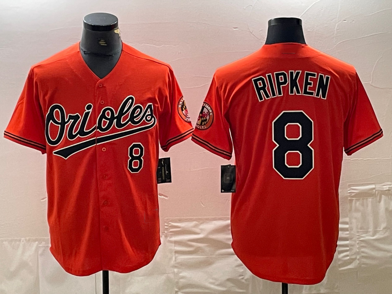 Custom #8 Orange BAL Baseball Shirt Top