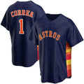 Custom #1 Navy HOU Baseball Shirt Top