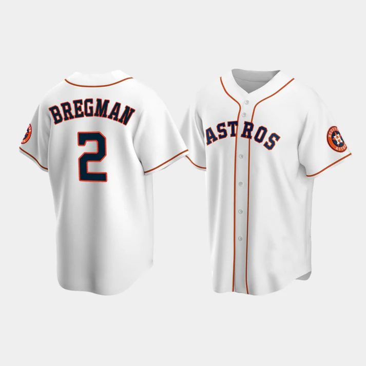 Custom #2 White HOU Baseball Shirt Top