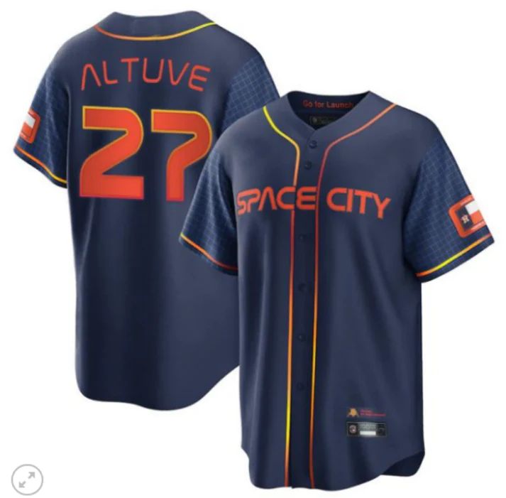 Custom #27 Navy 2022 City Connect HOU Baseball Shirt Top