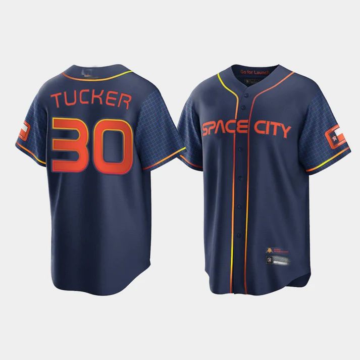 Custom #30 Navy 2022 City Connect HOU Baseball Shirt Top