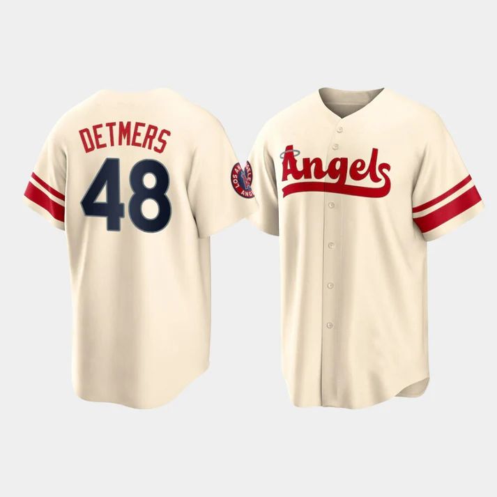Custom #48 Cream 2022 City Connect LAA Baseball Shirt Top