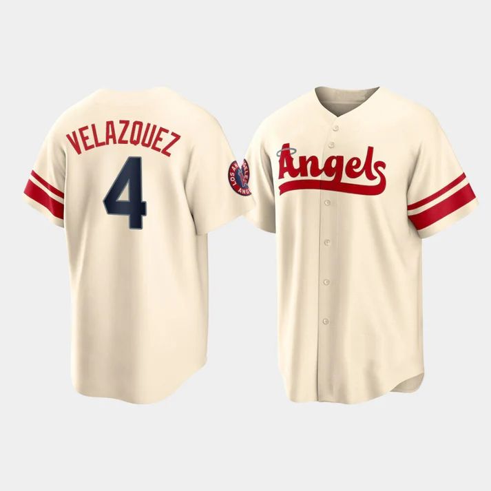 Custom #4 Cream 2022 City Connect LAA Baseball Shirt Top