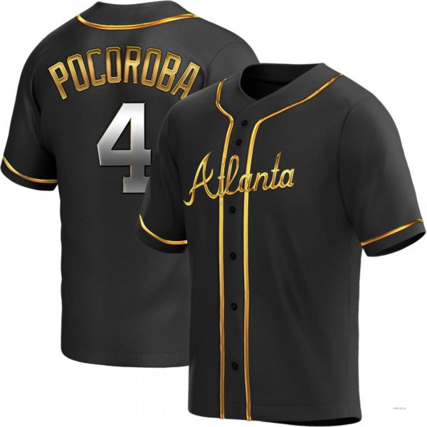 Custom #4 Black ATL Baseball Shirt Top