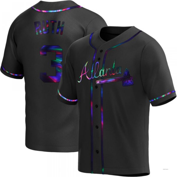 Custom #3 Black ATL Baseball Shirt Top