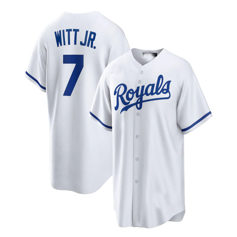 Custom #7 White KC Baseball Shirt Top