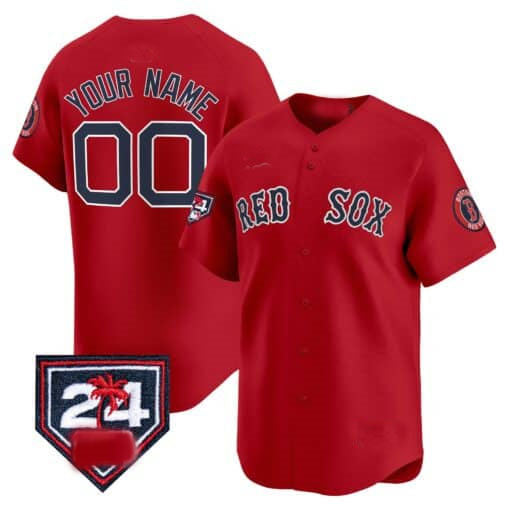 Custom Red 2024 BOS Baseball Shirt Top