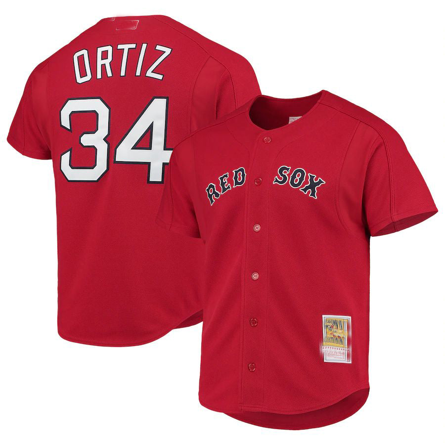 Custom #34 Red BOS Baseball Shirt Top