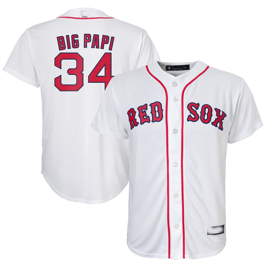 Custom #34 White BOS Baseball Shirt Top