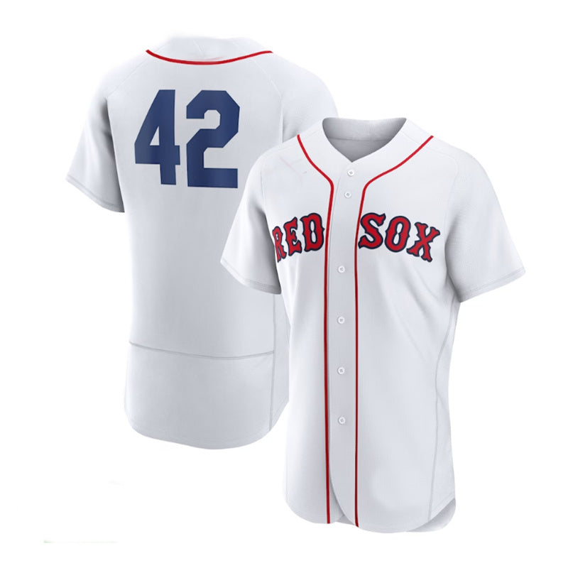 Custom #42 White 2023 Jackie Robinson Day BOS Baseball Shirt Top