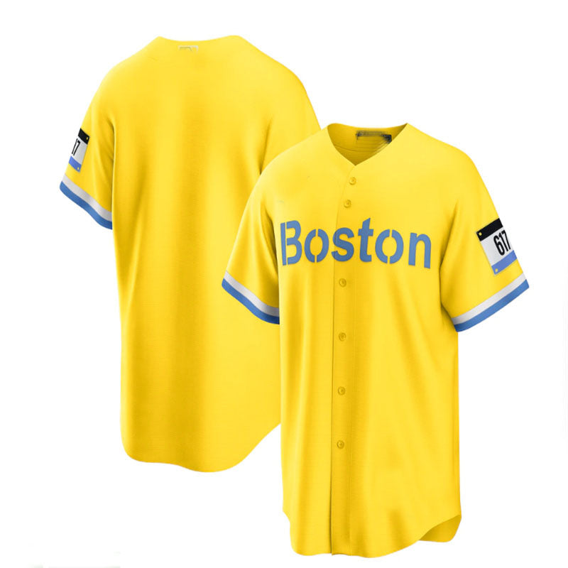 Custom Light Blue City Connect BOS Baseball Shirt Top