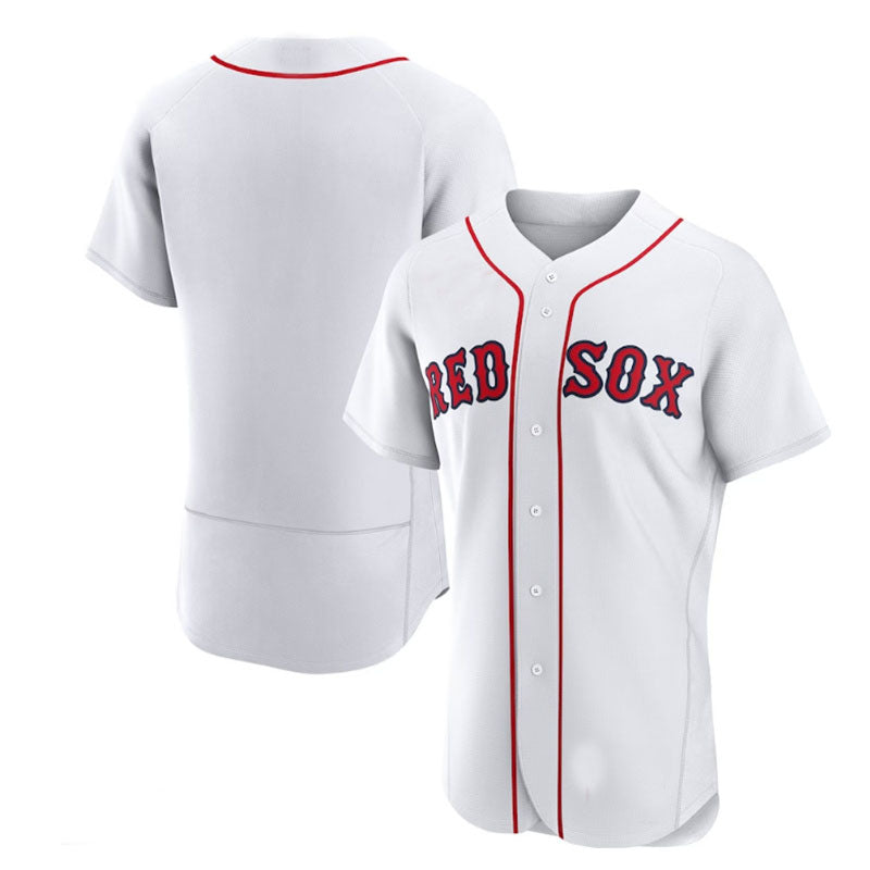Custom White BOS Baseball Shirt Top
