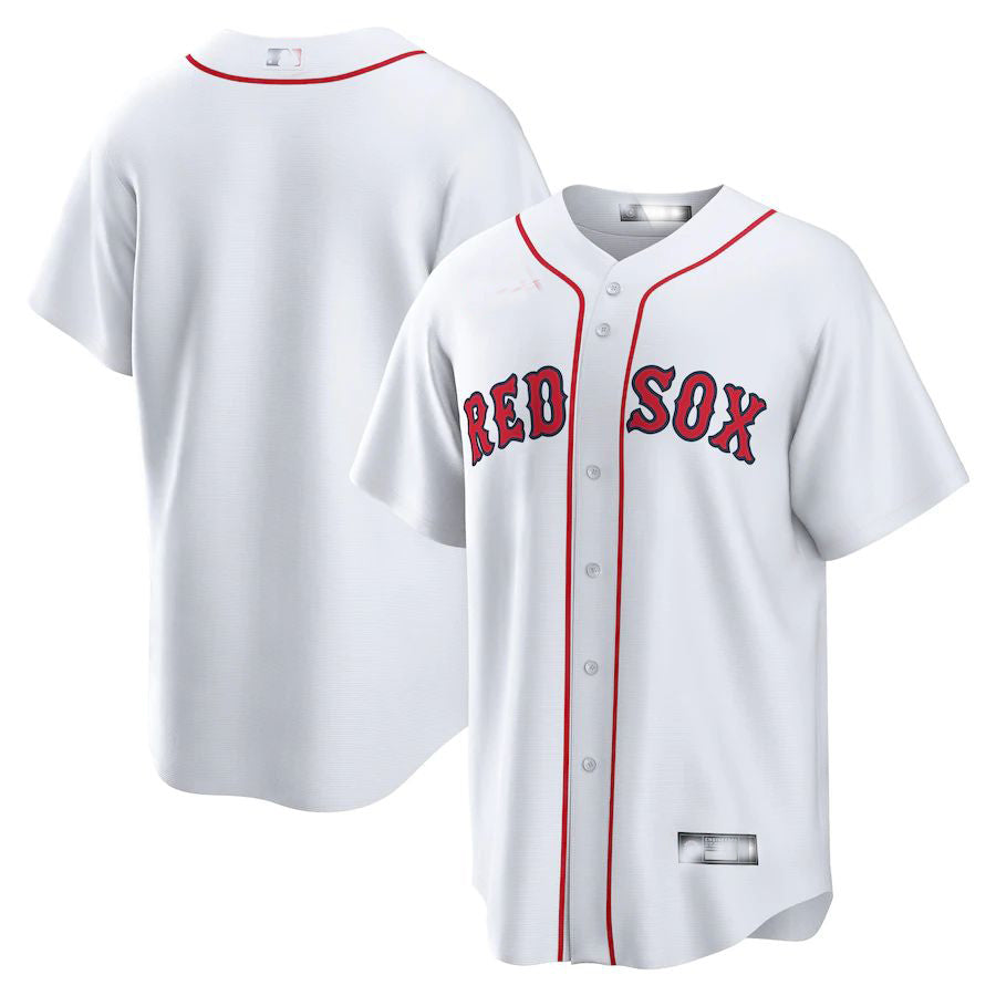 Custom White BOS Baseball Shirt Top