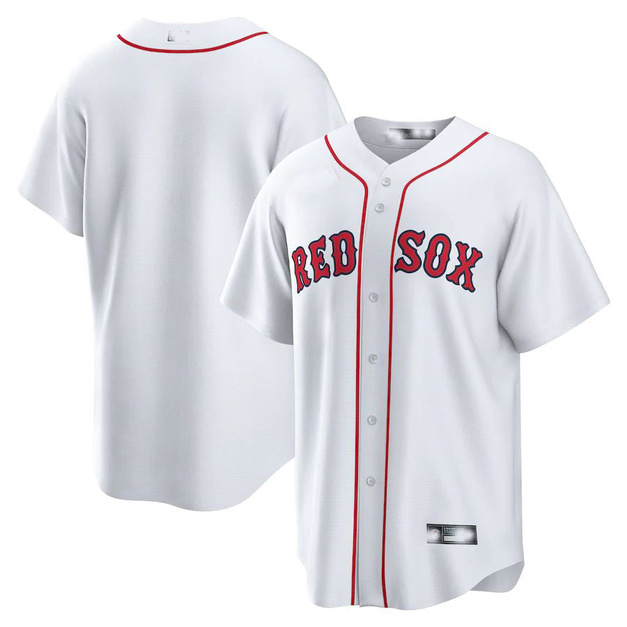 Custom White BOS Baseball Shirt Top