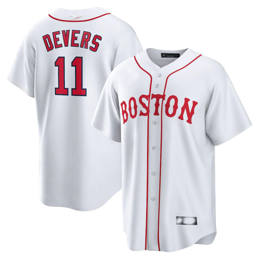 Custom #11 White 2021 BOS Baseball Shirt Top