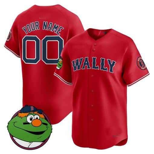 Custom Red BOS Baseball Shirt Top