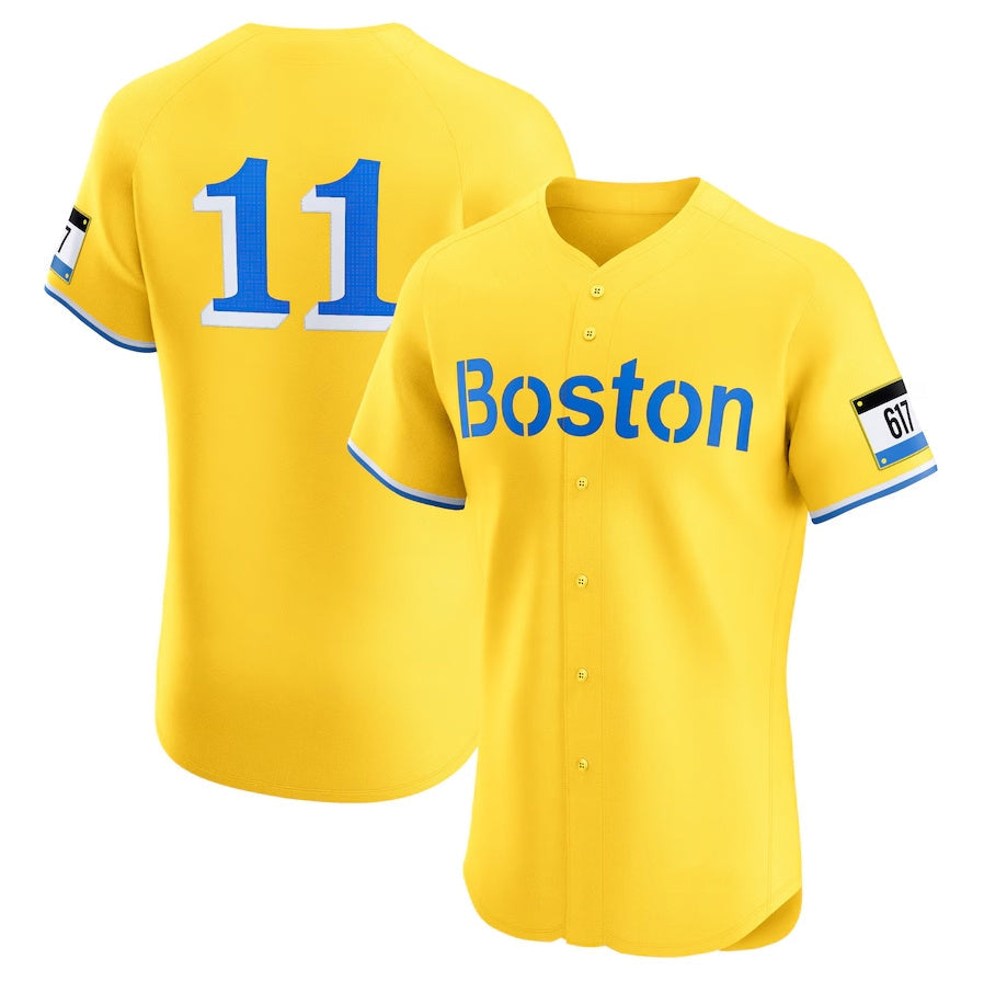 Custom #11 Red City Connect BOS Baseball Shirt Top