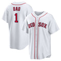 Custom #1 White BOS Baseball Shirt Top