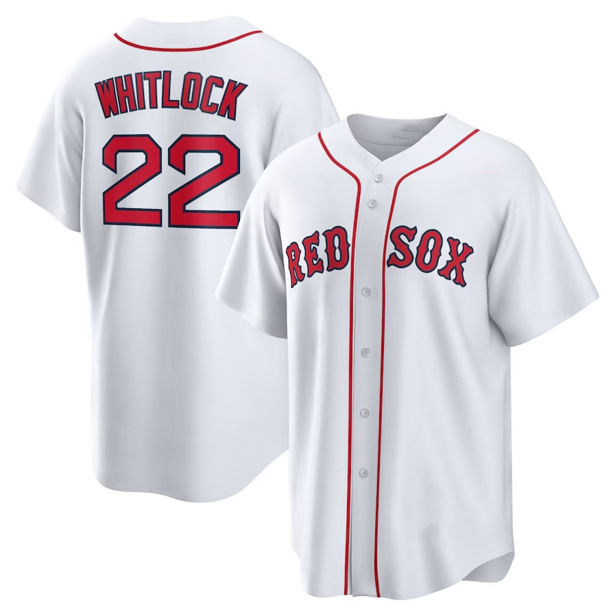 Custom #22 White BOS Baseball Shirt Top