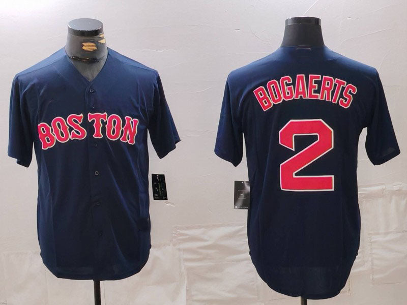 Custom #2 Red BOS Baseball Shirt Top