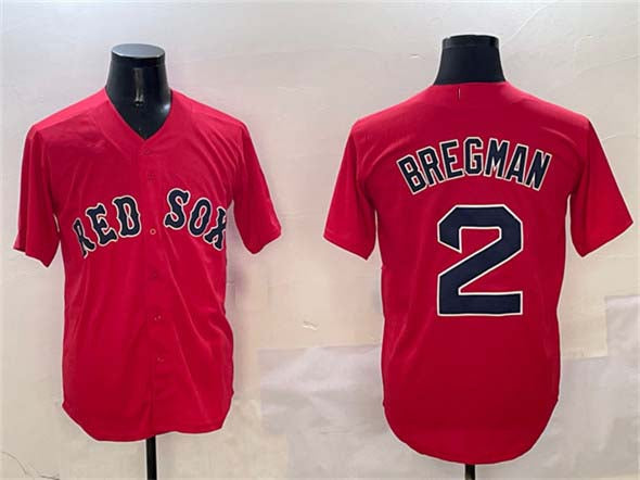 Custom #2 Red BOS Baseball Shirt Top