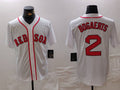 Custom #2 White BOS Baseball Shirt Top
