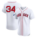 Custom #34 White BOS Baseball Shirt Top