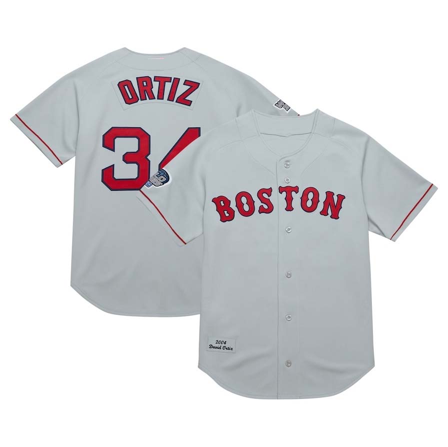 Custom #34 Red 2004 Throwback BOS Baseball Shirt Top