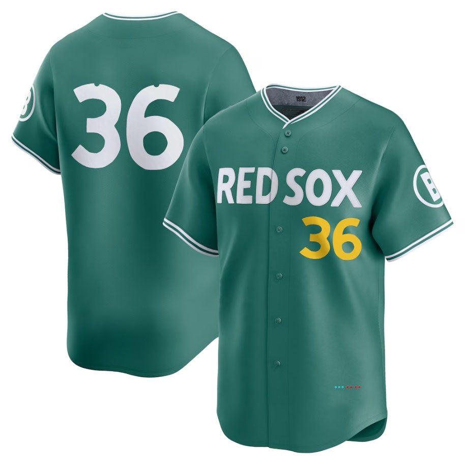 Custom #36 Red 2025 City Connect BOS Baseball Shirt Top