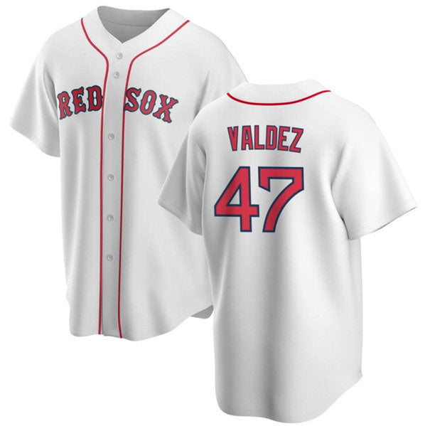 Custom #47 White BOS Baseball Shirt Top