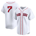 Custom #7 White BOS Baseball Shirt Top