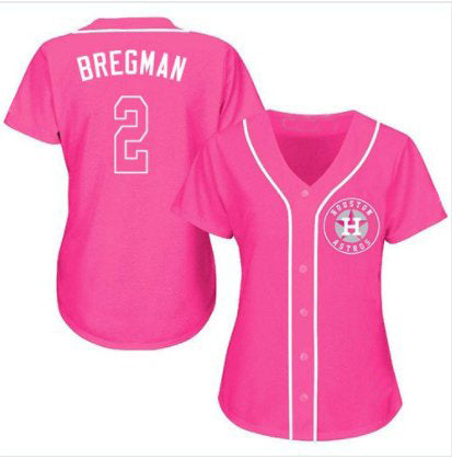 Custom Pink HOU Baseball Shirt Top