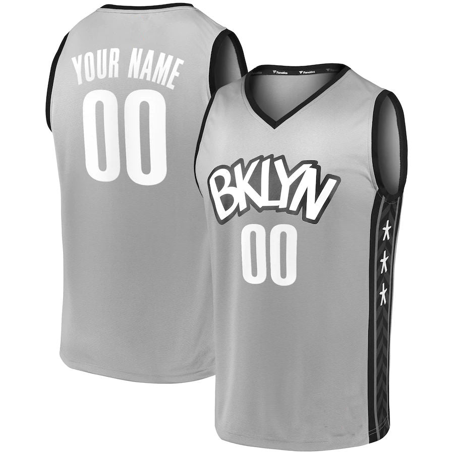 Custom Gray BKN Basketball Shirt Top