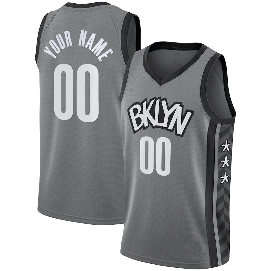 Custom Gray BKN Basketball Shirt Top