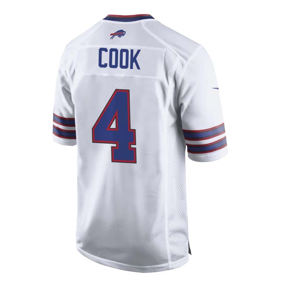 Custom #4 White BUF Football Shirt Top