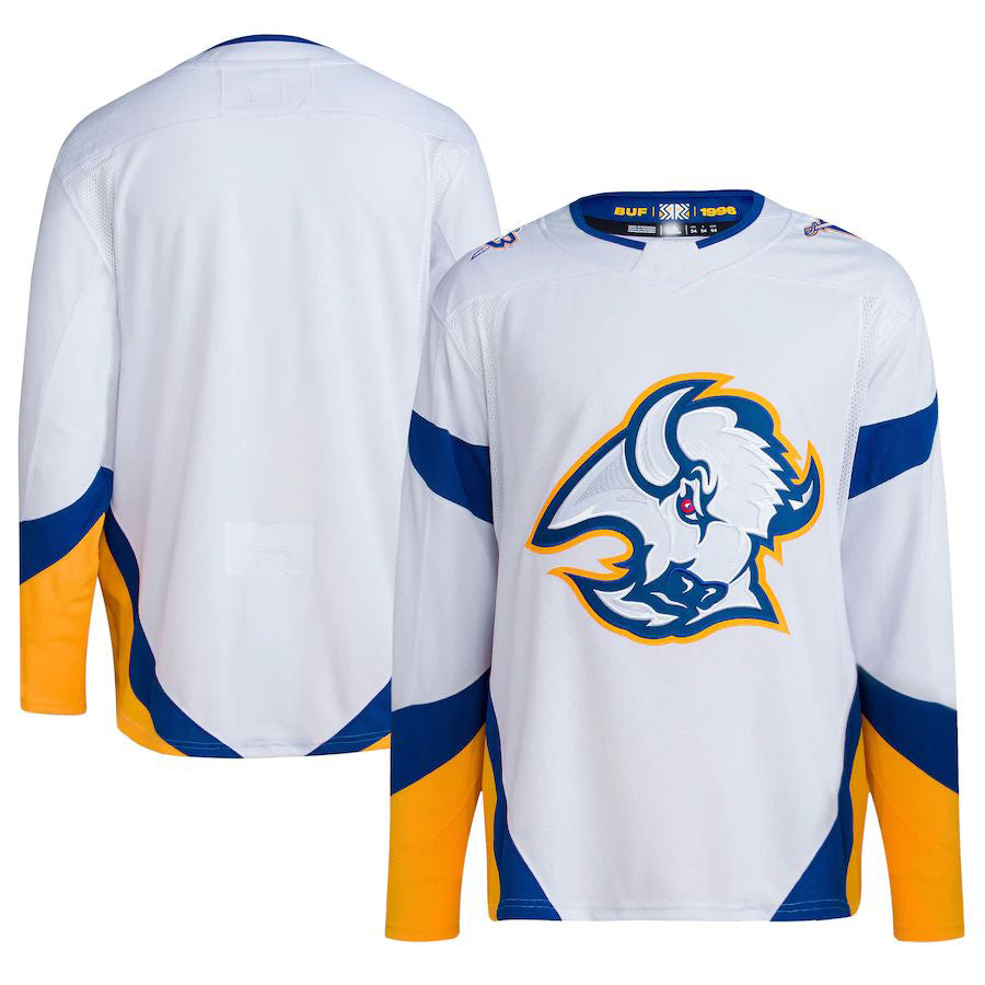 Custom White Retro BUF Hockey Shirt Top