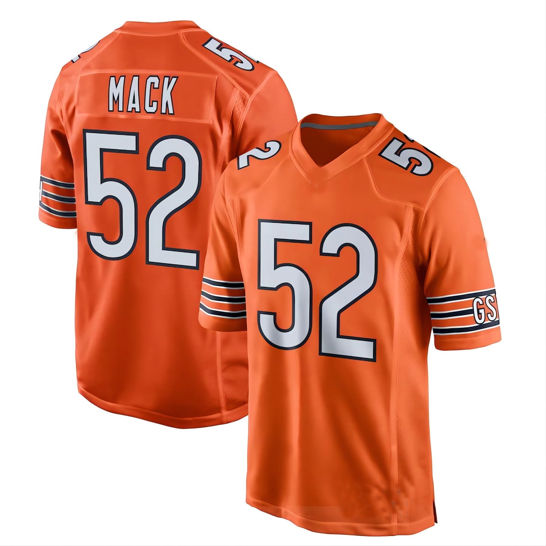 Custom #52 Orange CHI Football Shirt Top