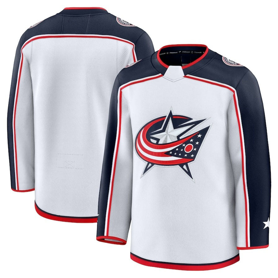 Custom White CBJ Hockey Shirt Top