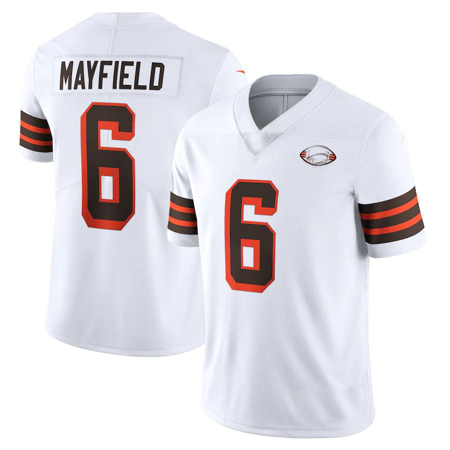 Custom #6 White 1946 CLE Football Shirt Top