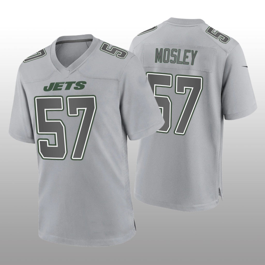 Custom #57 Gray NYJ Football Shirt Top