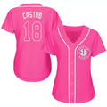 Custom Pink HOU Baseball Shirt Top