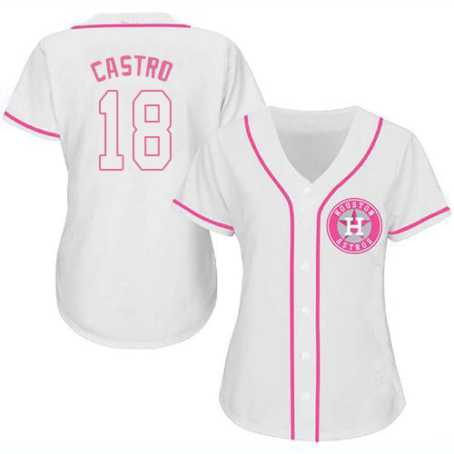 Custom White HOU Baseball Shirt Top