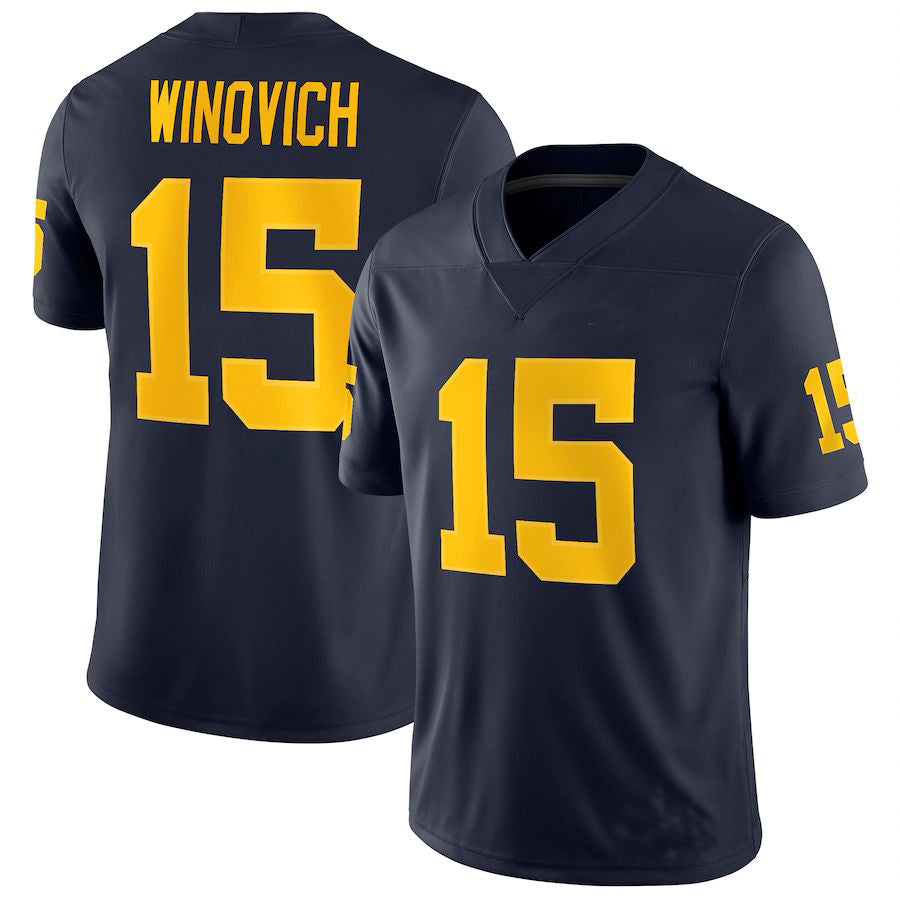 Custom #15 Navy College Shirt Top