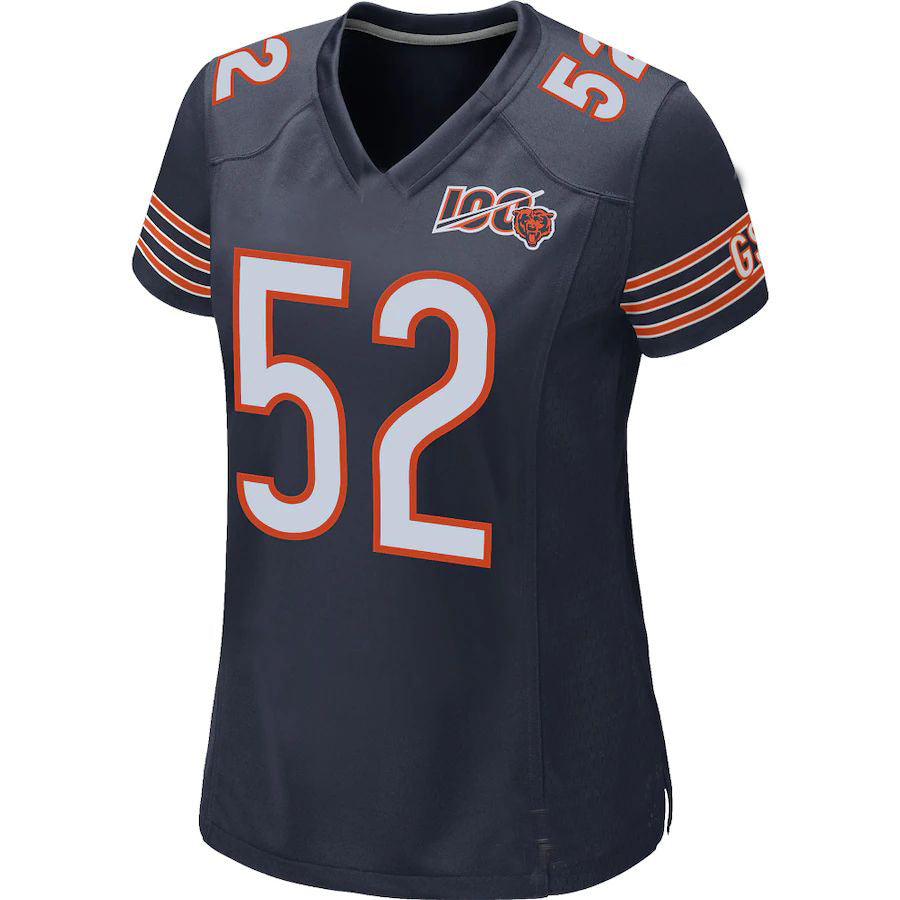 Custom #52 Navy CHI Football Shirt Top